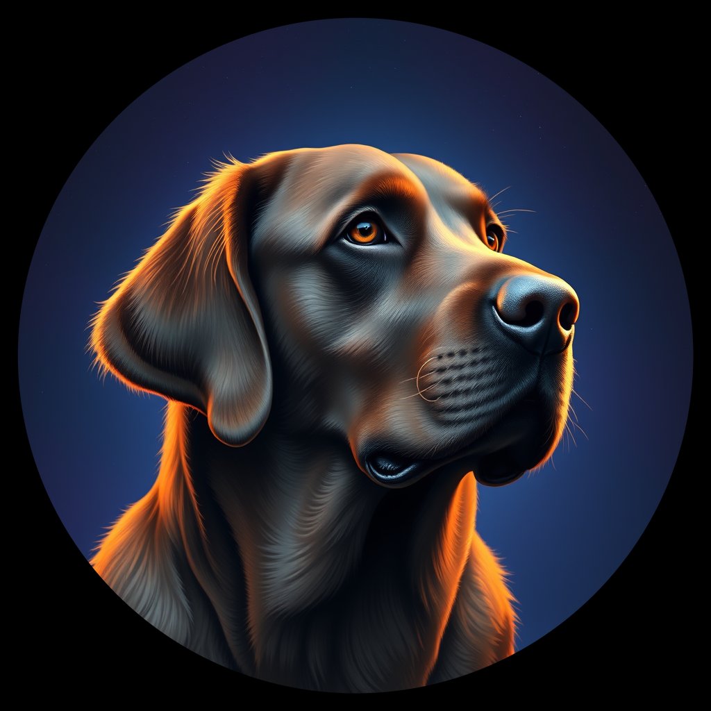 Cosmic medallion portrait of PFZ25H06_PFZ25H06, a Labrador Retriever