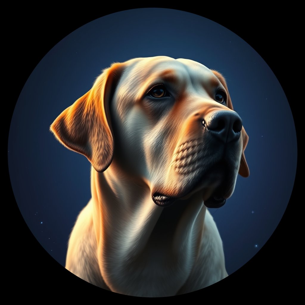 Cosmic medallion portrait of PFZ25H07_PFZ25H07, a Labrador Retriever