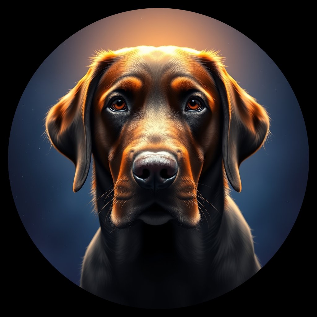 Cosmic medallion portrait of PFZ25H08_PFZ25H08, a Labrador Retriever
