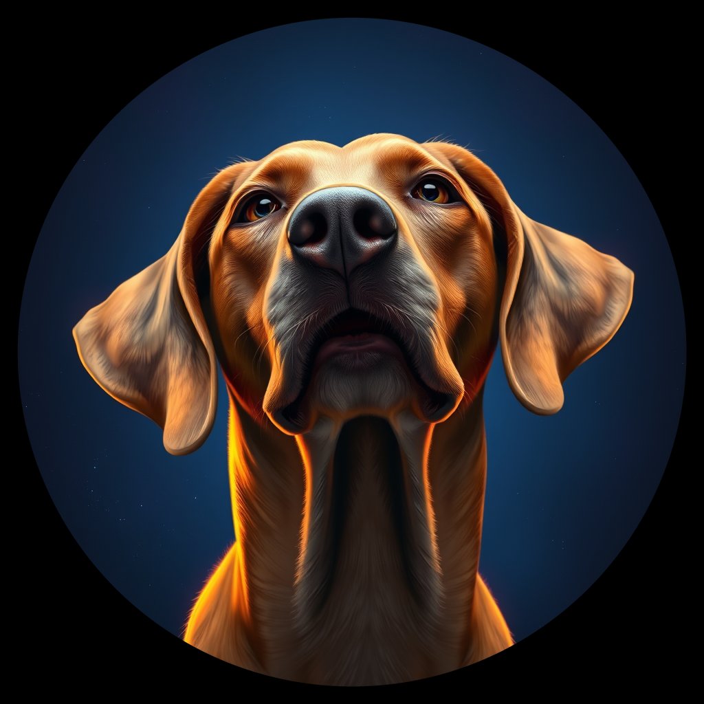 Cosmic medallion portrait of PFZ25H11_PFZ25H11, a Vizsla