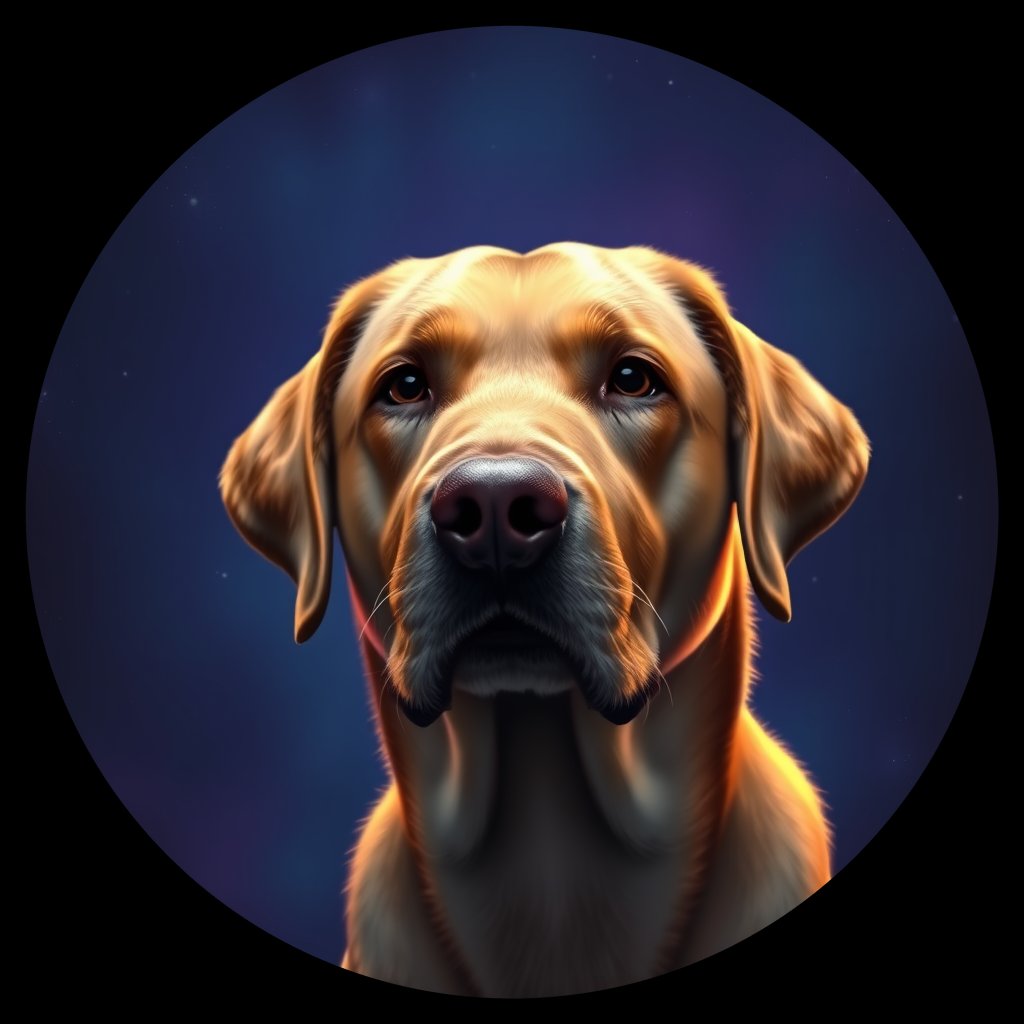 Cosmic medallion portrait of PFZ25H12_PFZ25H12, a Labrador Retriever