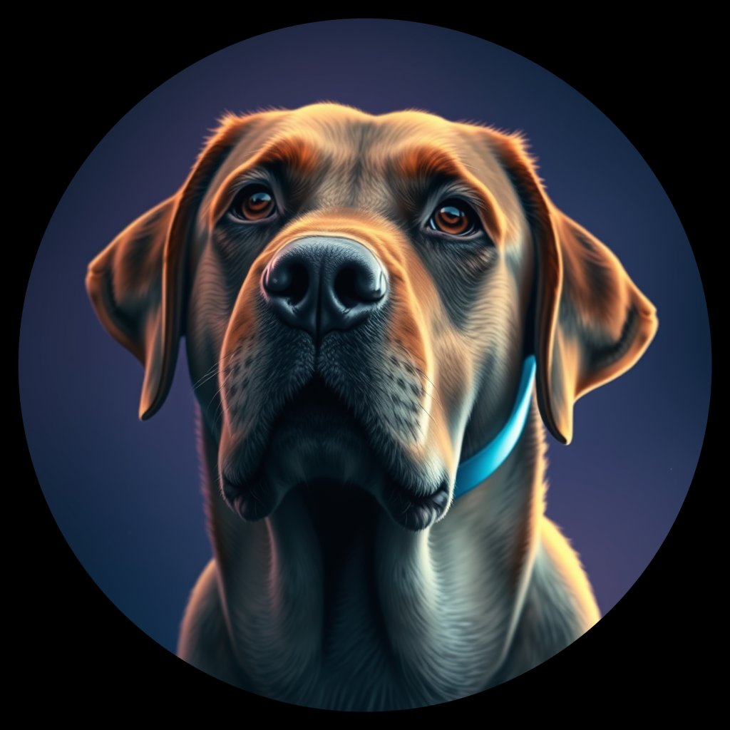 Cosmic medallion portrait of PFZ26A01_PFZ26A01, a Labrador Retriever