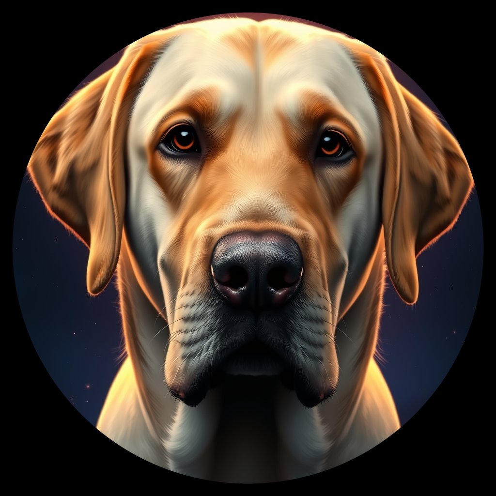 Cosmic medallion portrait of PFZ26A03_PFZ26A03, a Labrador Retriever