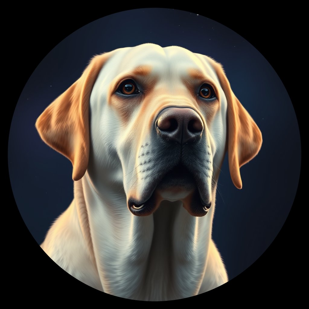 Cosmic medallion portrait of PFZ26A04_PFZ26A04, a Labrador Retriever