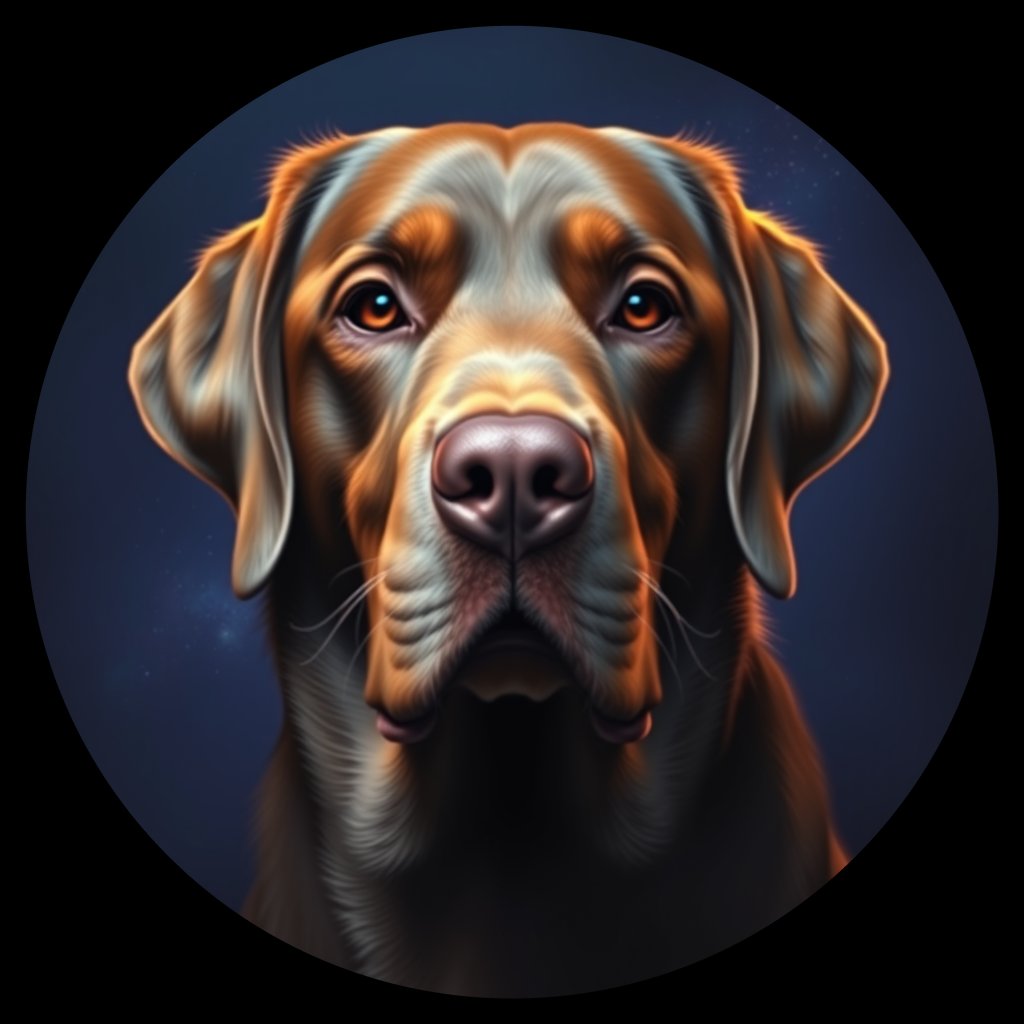 Cosmic medallion portrait of PFZ26A06_PFZ26A06, a Labrador Retriever
