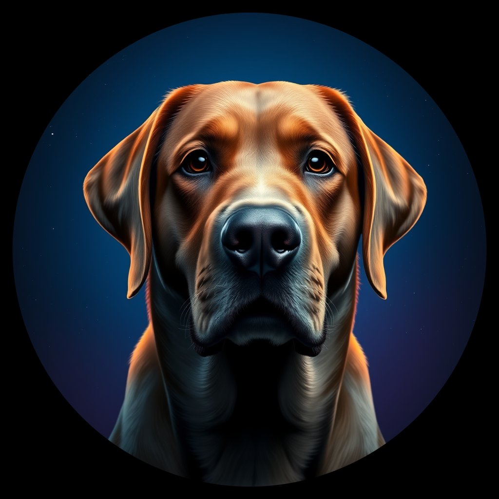 Cosmic medallion portrait of PFZ26A08_PFZ26A08, a Labrador Retriever