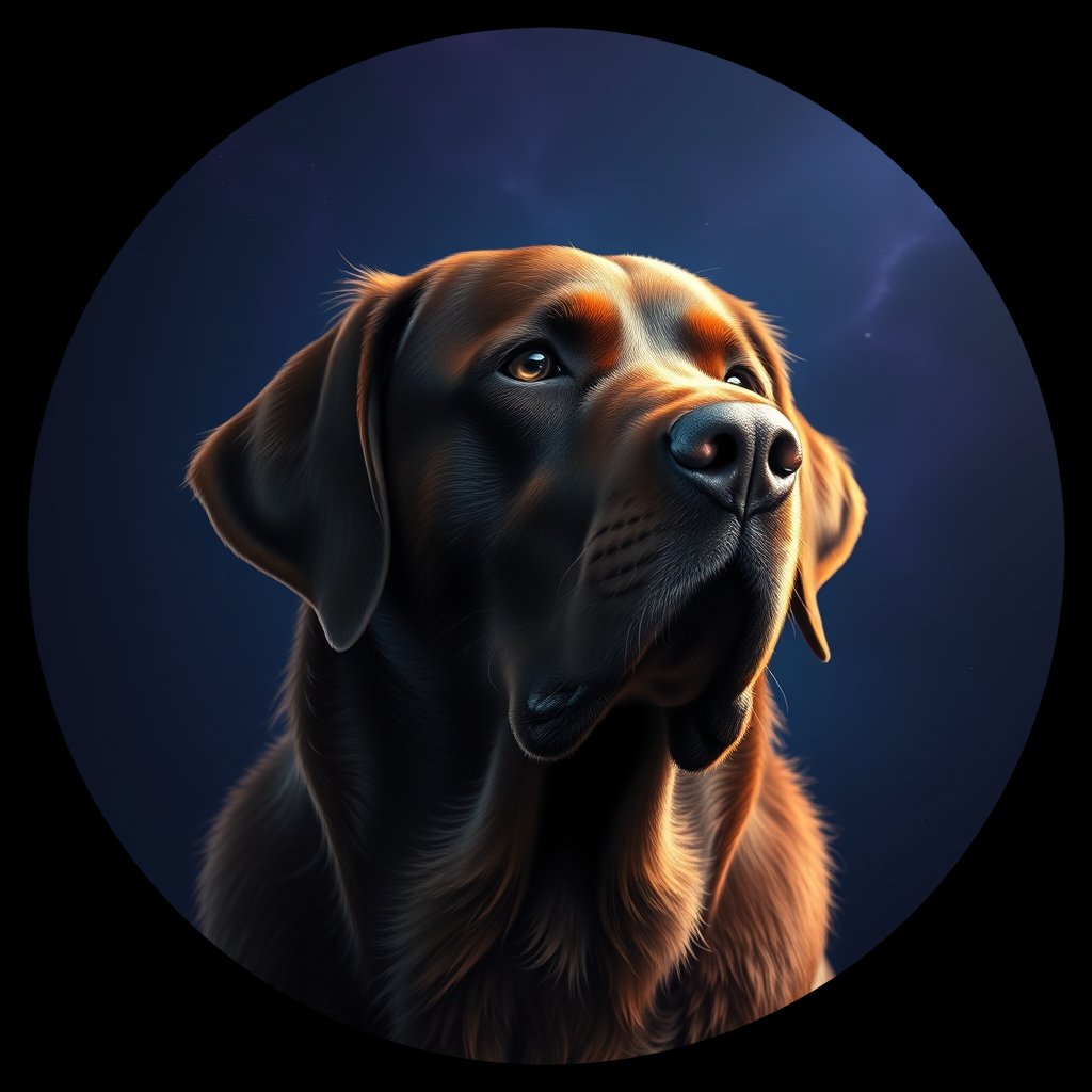 Cosmic medallion portrait of PFZ26A11_PFZ26A11, a Labrador Retriever