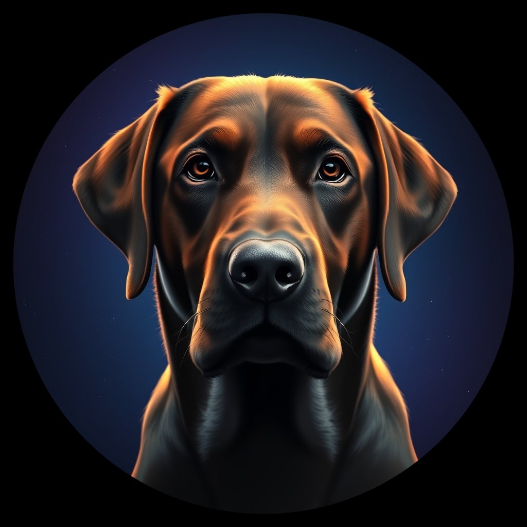 Cosmic medallion portrait of PFZ26B02_PFZ26B02, a Labrador Retriever