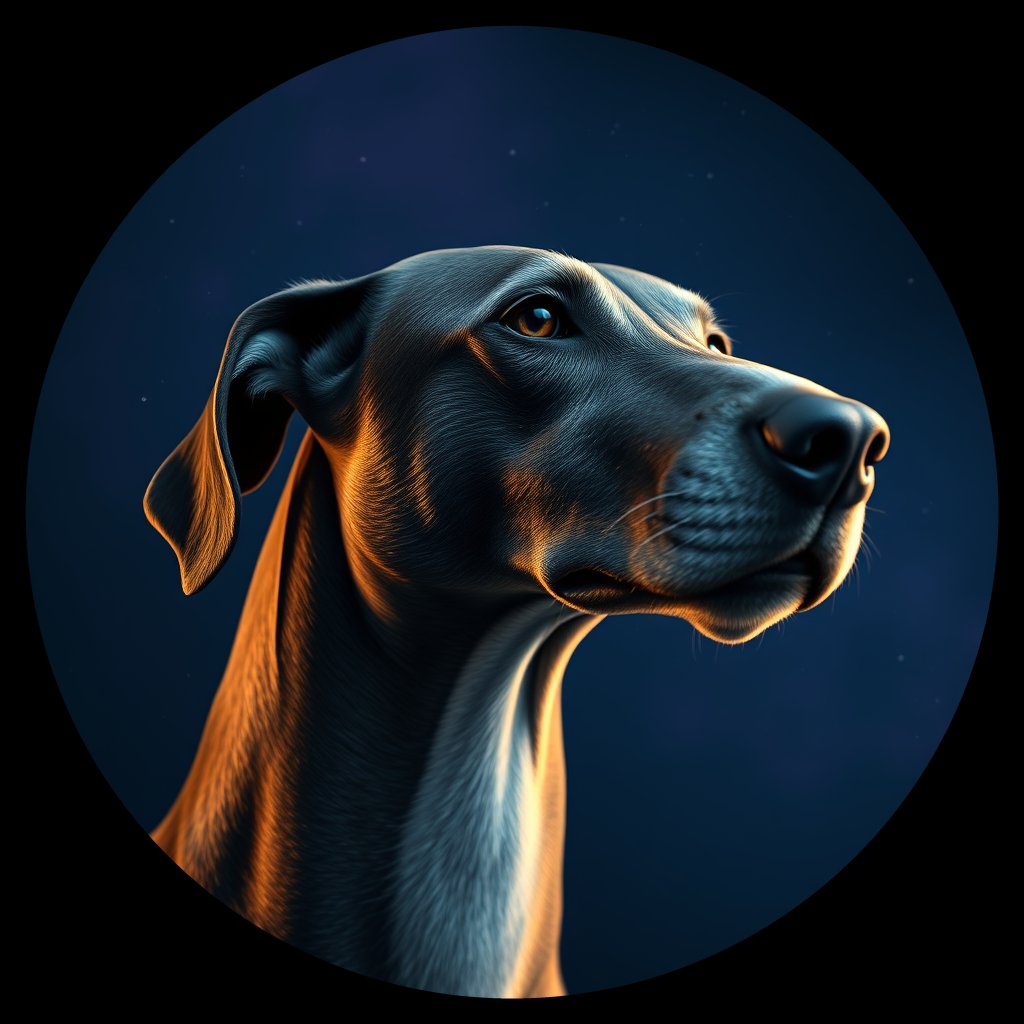 Cosmic medallion portrait of PFZ26B06_PFZ26B06, a Greyhound