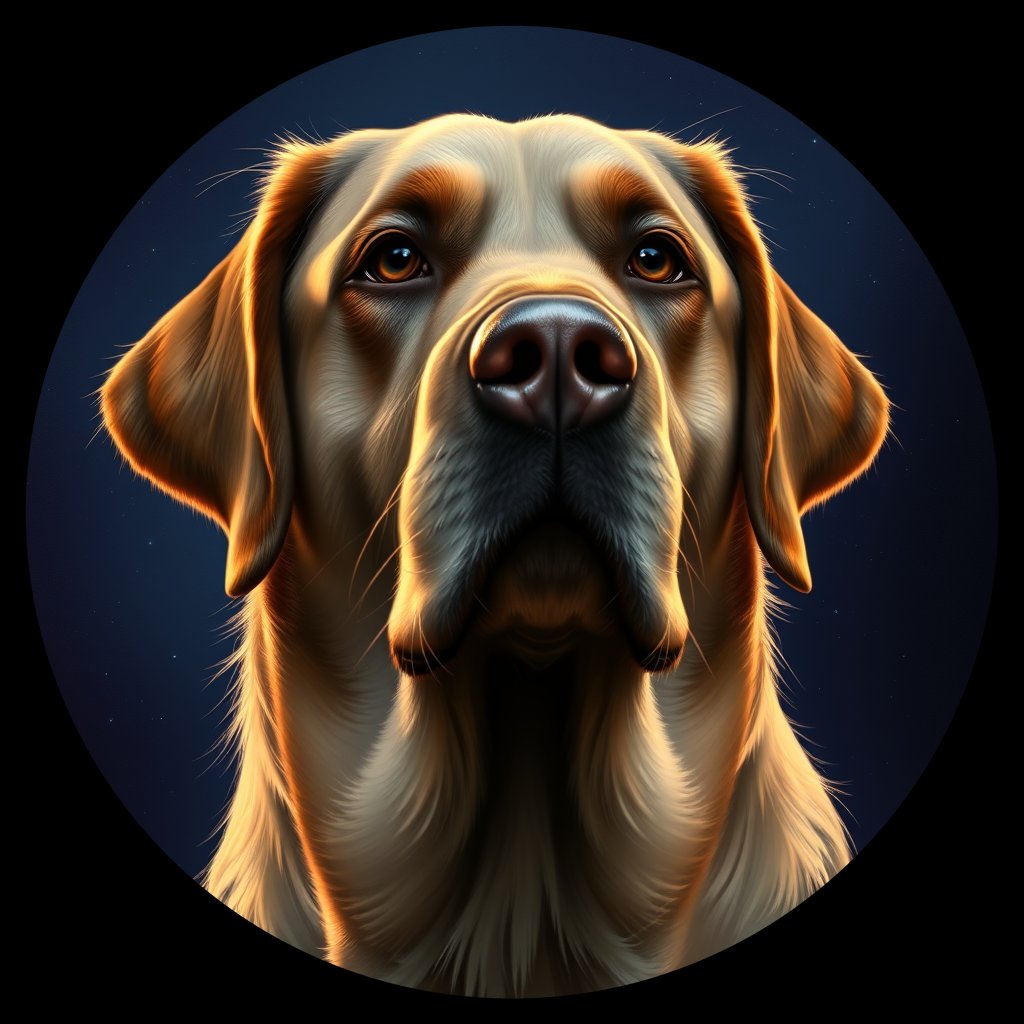 Cosmic medallion portrait of PFZ26C05_PFZ26C05, a Labrador Retriever