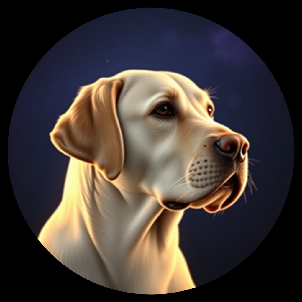 Cosmic medallion portrait of PFZ26C07_PFZ26C07, a Labrador Retriever