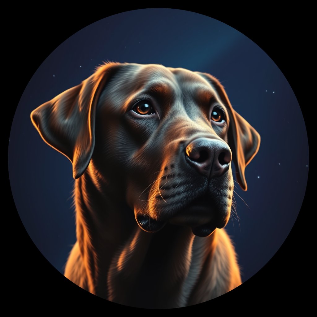Cosmic medallion portrait of PFZ26C08_PFZ26C08, a Labrador Retriever
