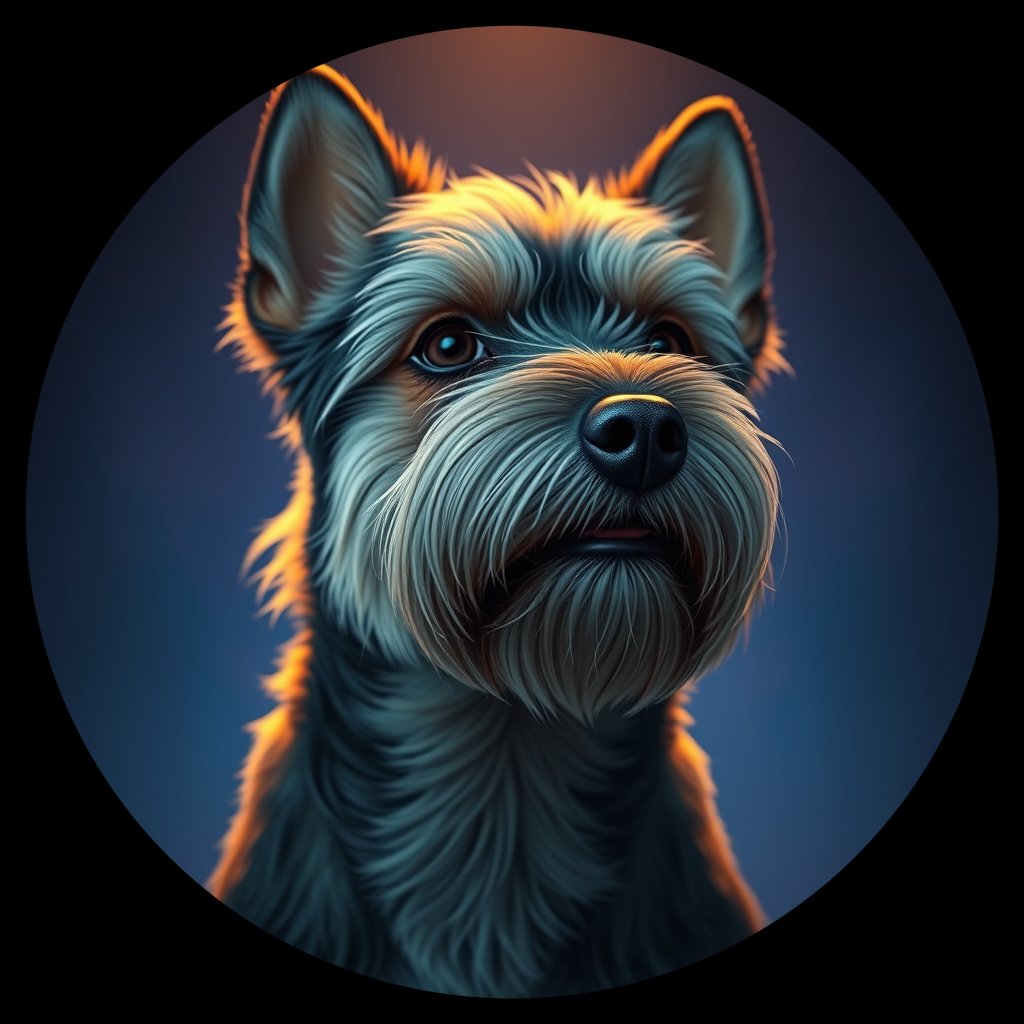 Cosmic medallion portrait of PFZ26C12_PFZ26C12, a Tibetan Terrier