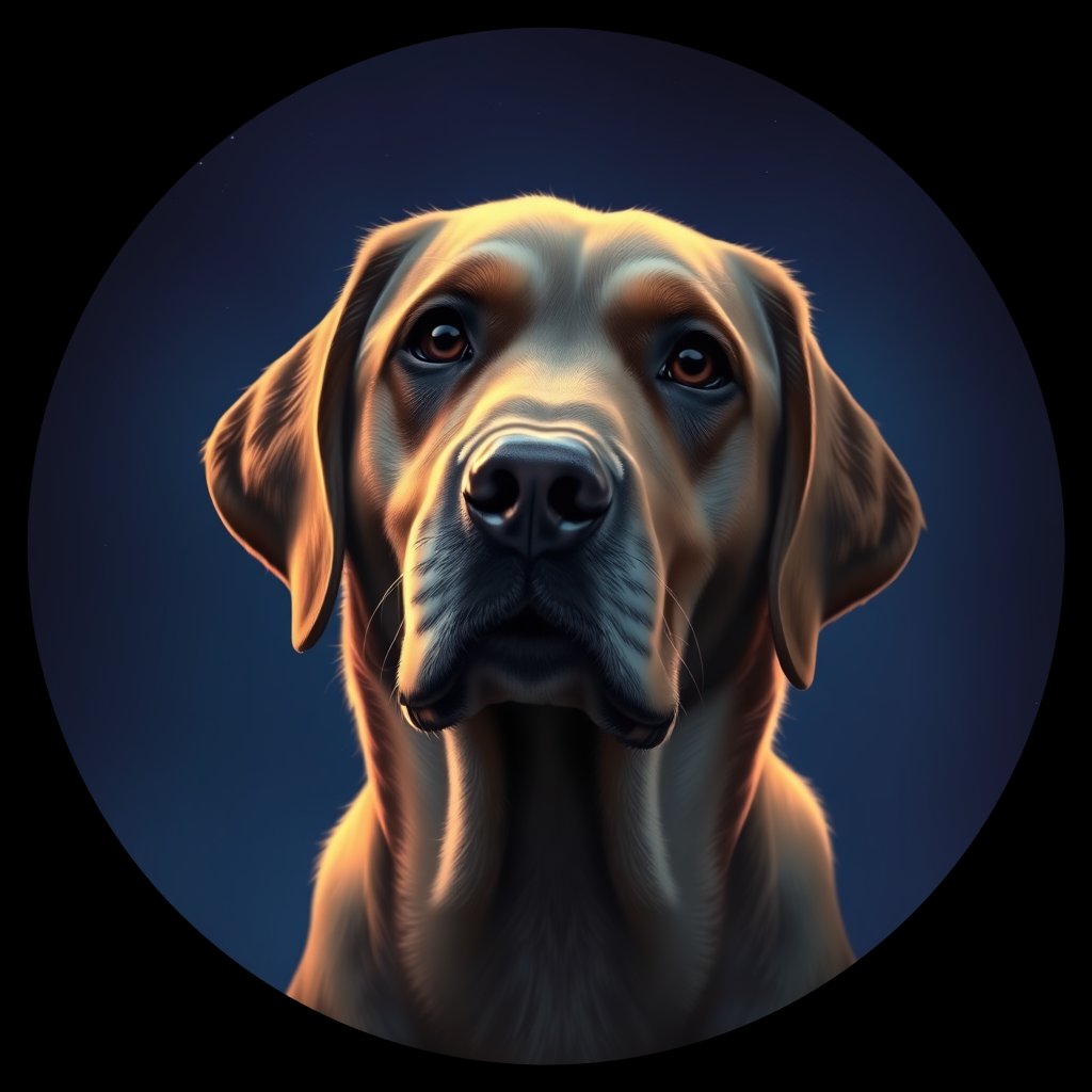 Cosmic medallion portrait of PFZ26D02_PFZ26D02, a Labrador Retriever