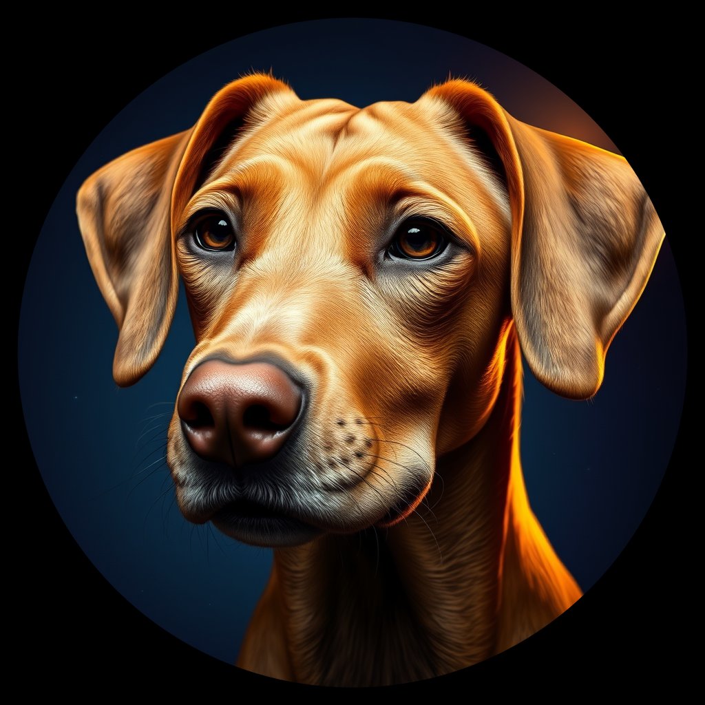 Cosmic medallion portrait of PFZ26D03_PFZ26D03, a Vizsla
