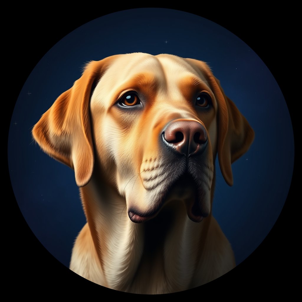 Cosmic medallion portrait of PFZ26D04_PFZ26D04, a Labrador Retriever
