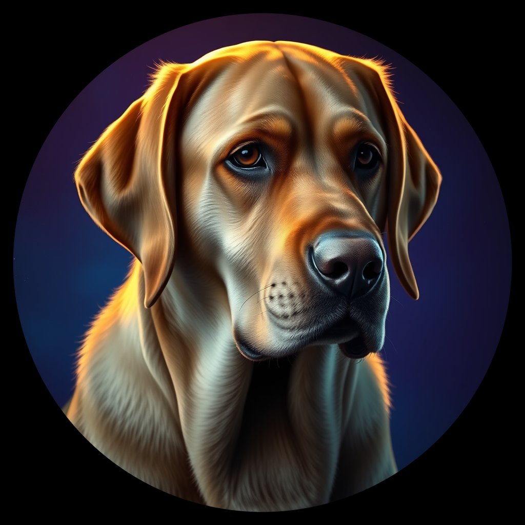 Cosmic medallion portrait of PFZ26D06_PFZ26D06, a Labrador Retriever