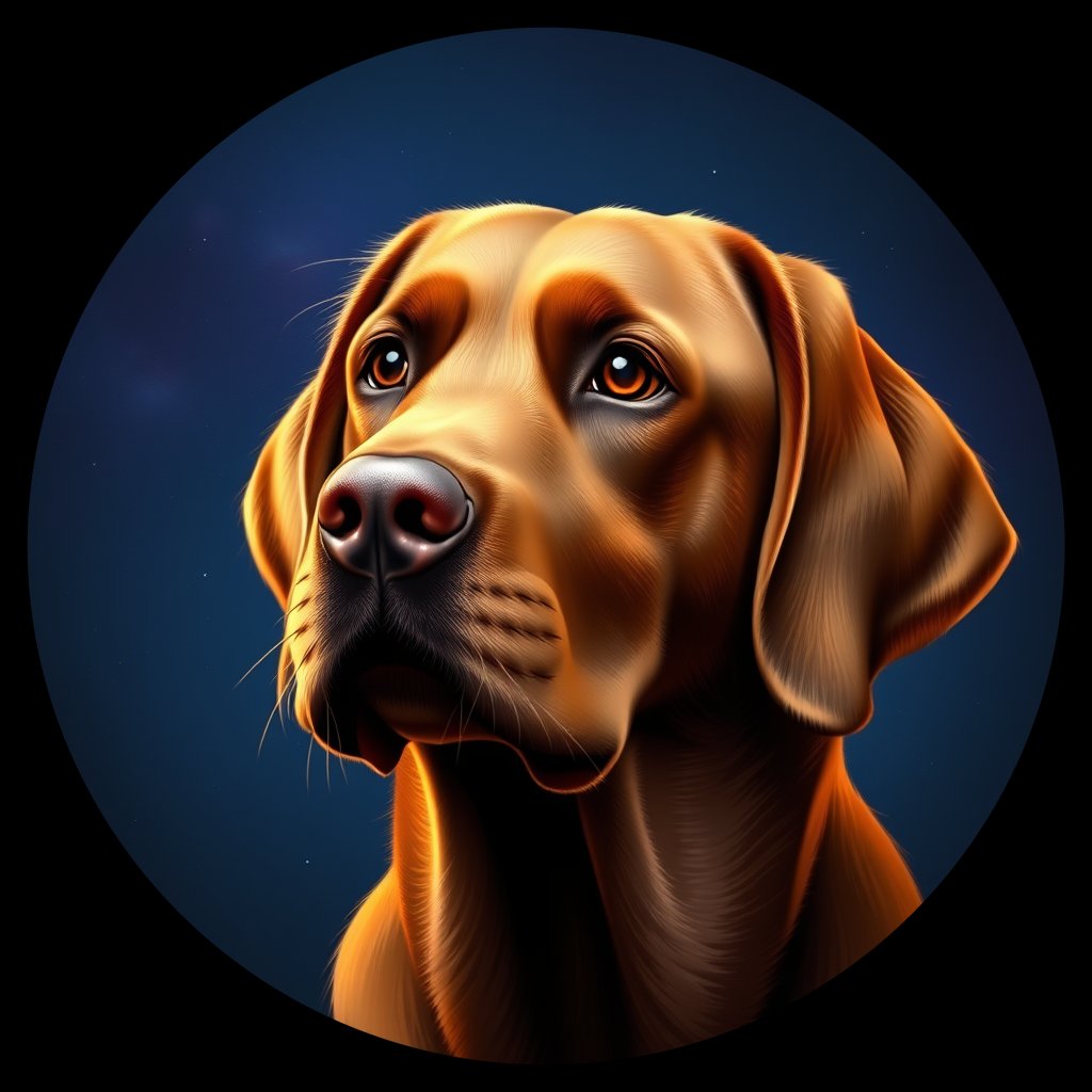 Cosmic medallion portrait of PFZ26D08_PFZ26D08, a Labrador Retriever