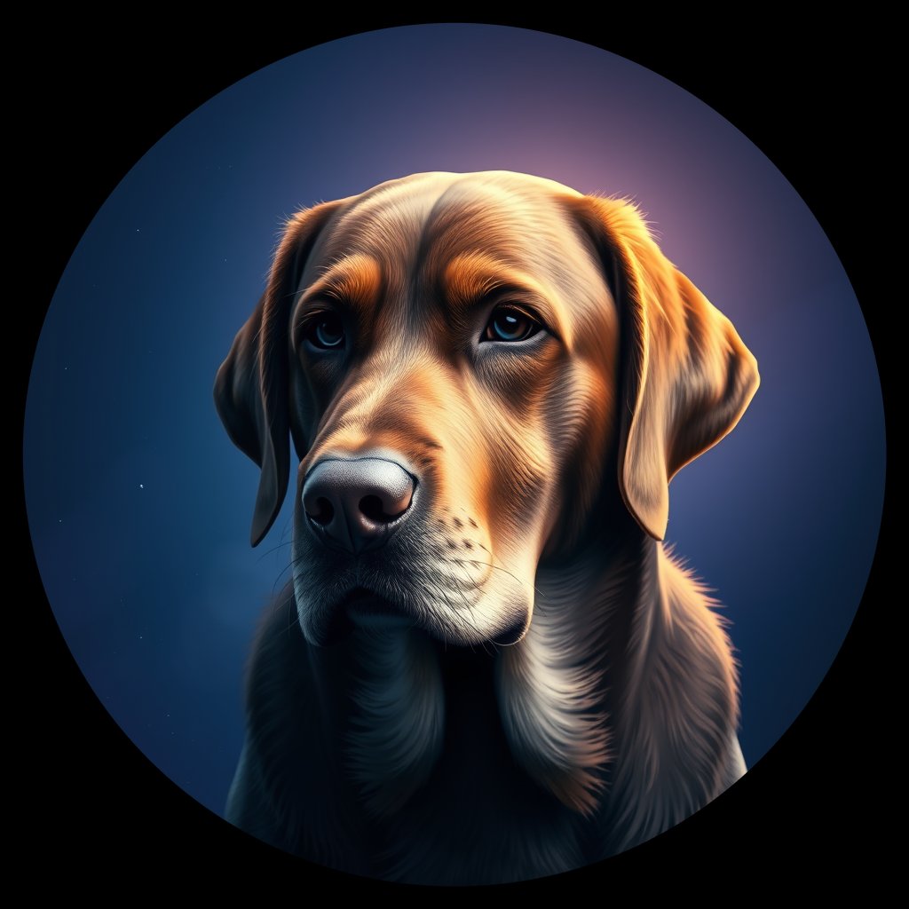 Cosmic medallion portrait of PFZ26D09_PFZ26D09, a Labrador Retriever