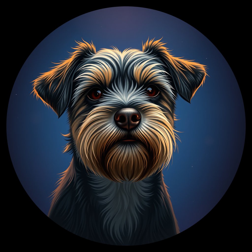 Cosmic medallion portrait of PFZ26D12_PFZ26D12, a Tibetan Terrier