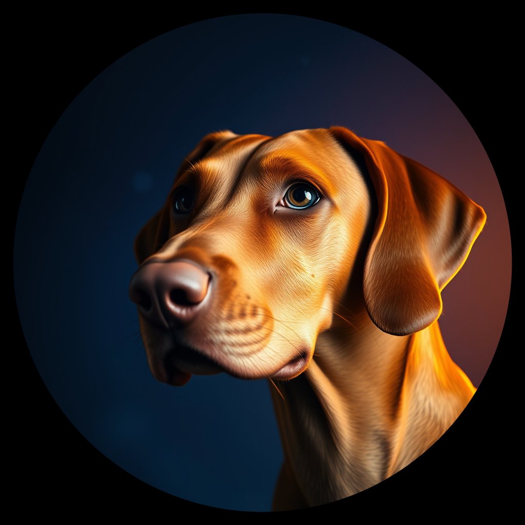Cosmic medallion portrait of PFZ26E02_PFZ26E02, a Vizsla
