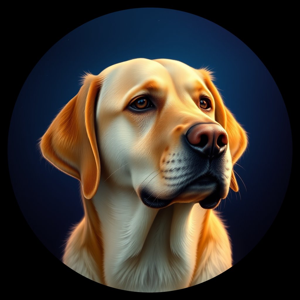 Cosmic medallion portrait of PFZ26E03_PFZ26E03, a Labrador Retriever