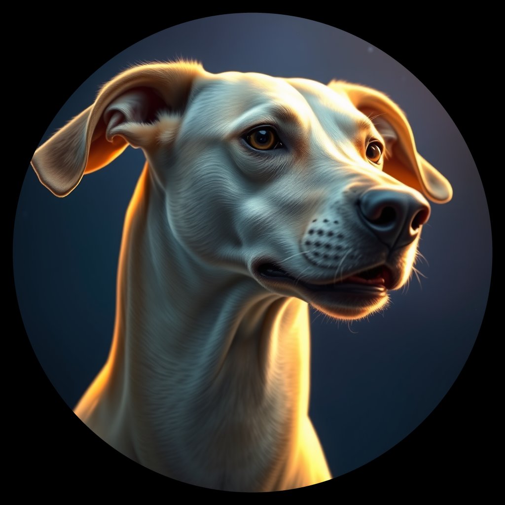 Cosmic medallion portrait of PFZ26E05_PFZ26E05, a Greyhound