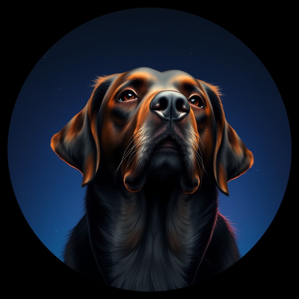 Cosmic medallion portrait of PFZ26E06_PFZ26E06, a Labrador Retriever
