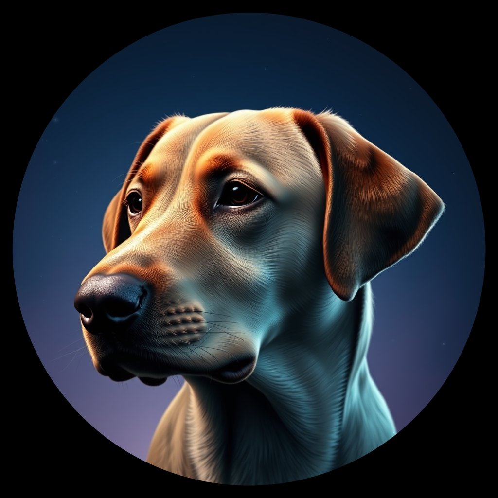 Cosmic medallion portrait of PFZ26E07_PFZ26E07, a Labrador Retriever
