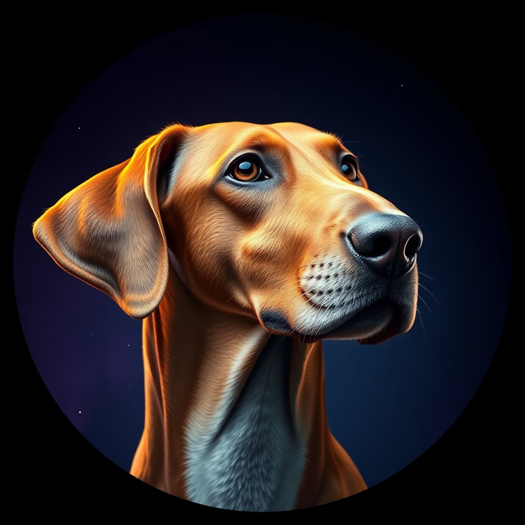 Cosmic medallion portrait of PFZ26E12_PFZ26E12, a Ibizan Hound