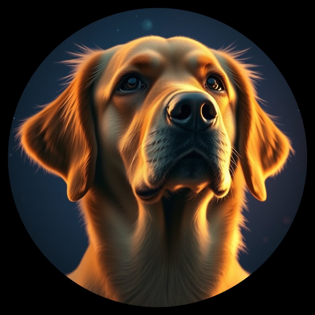 Cosmic medallion portrait of PFZ26F06_PFZ26F06, a Golden Retriever