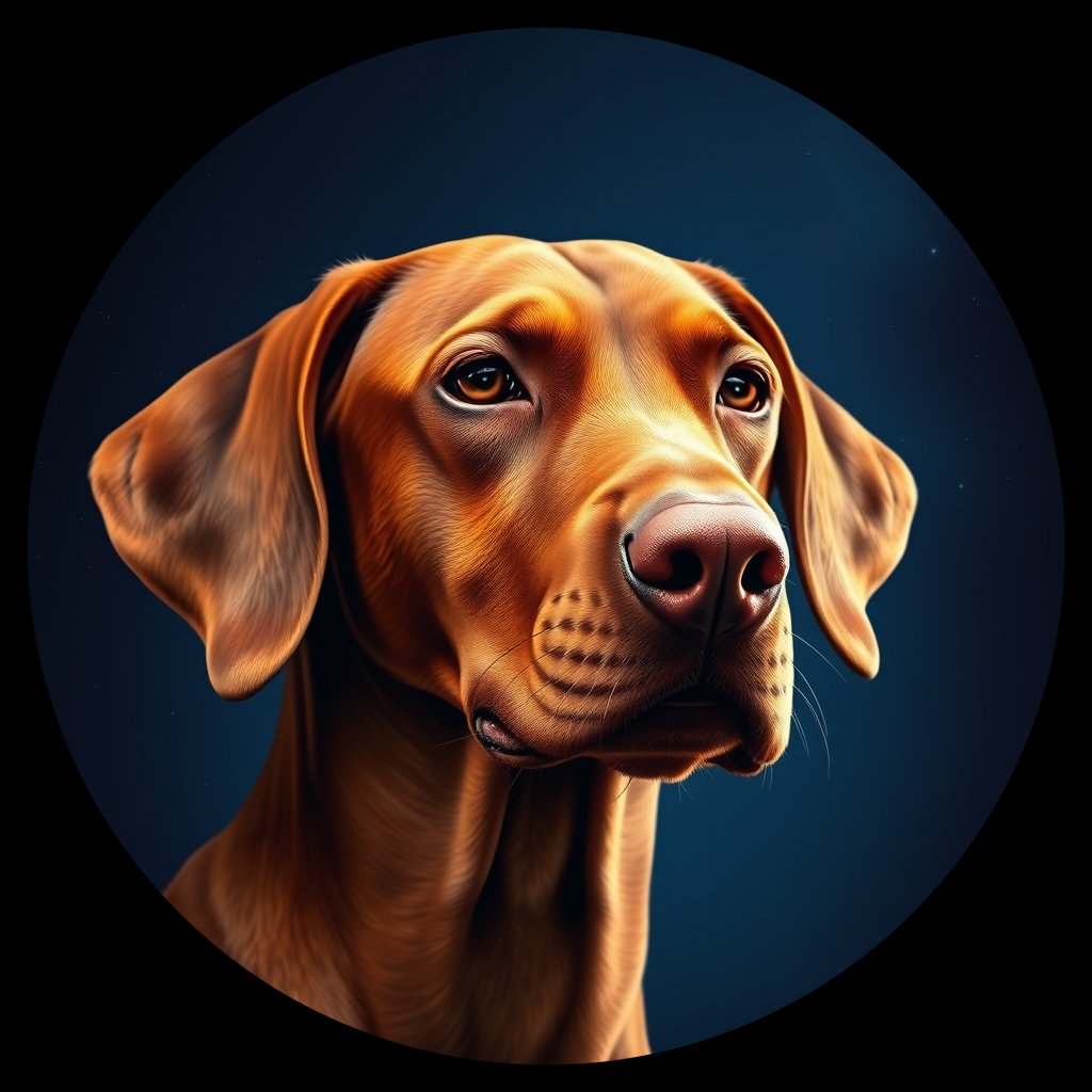 Cosmic medallion portrait of PFZ26G02_PFZ26G02, a Vizsla