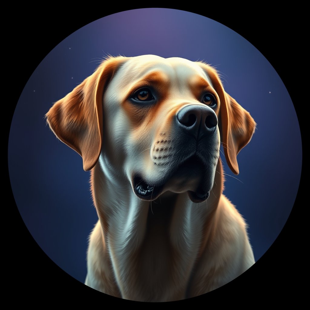 Cosmic medallion portrait of PFZ26G05_PFZ26G05, a Labrador Retriever