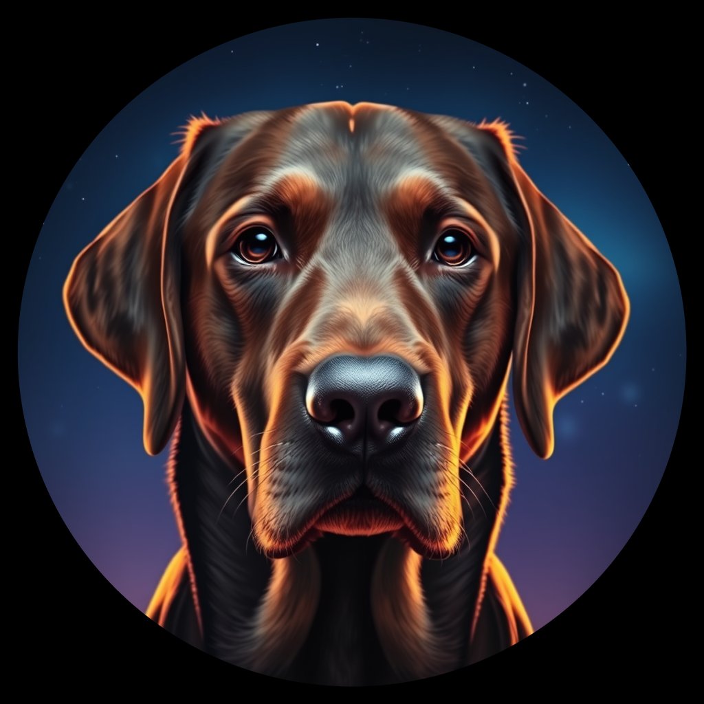 Cosmic medallion portrait of PFZ26G06_PFZ26G06, a Labrador Retriever