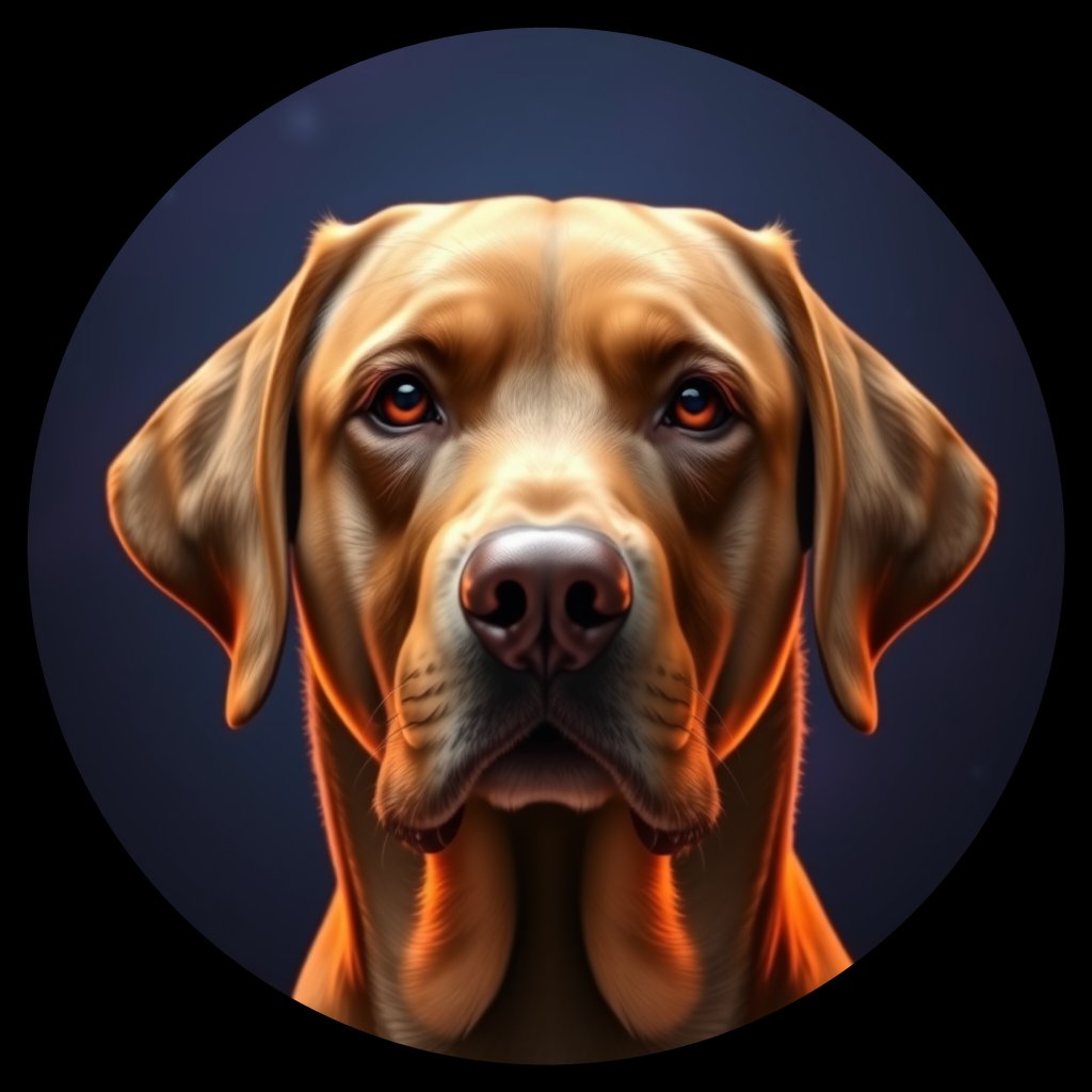 Cosmic medallion portrait of PFZ26G09_PFZ26G09, a Labrador Retriever