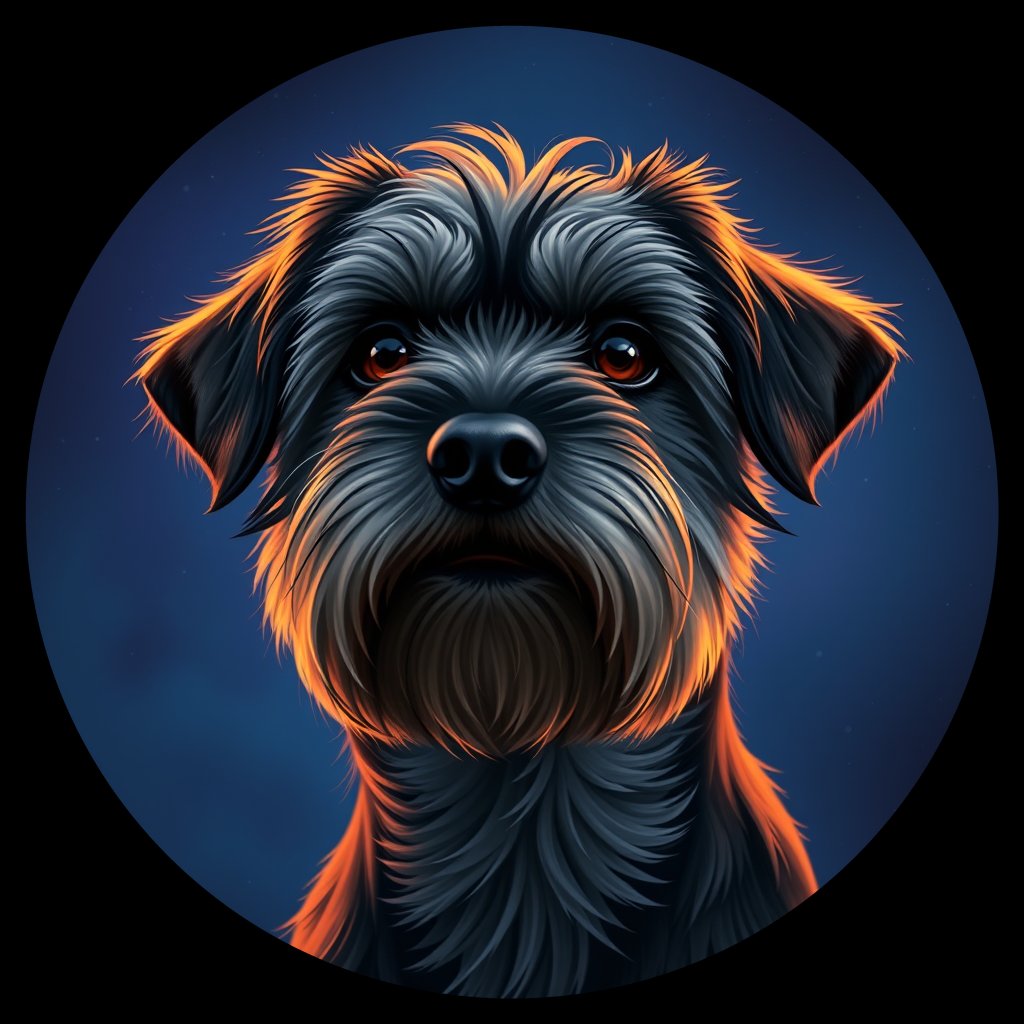 Cosmic medallion portrait of PFZ26G12_PFZ26G12, a Tibetan Terrier