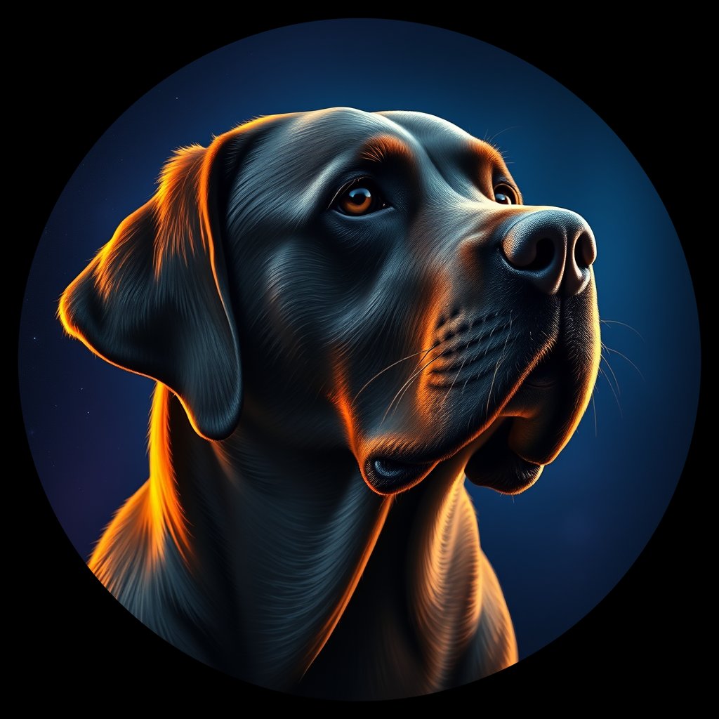 Cosmic medallion portrait of PFZ26H05_PFZ26H05, a Labrador Retriever