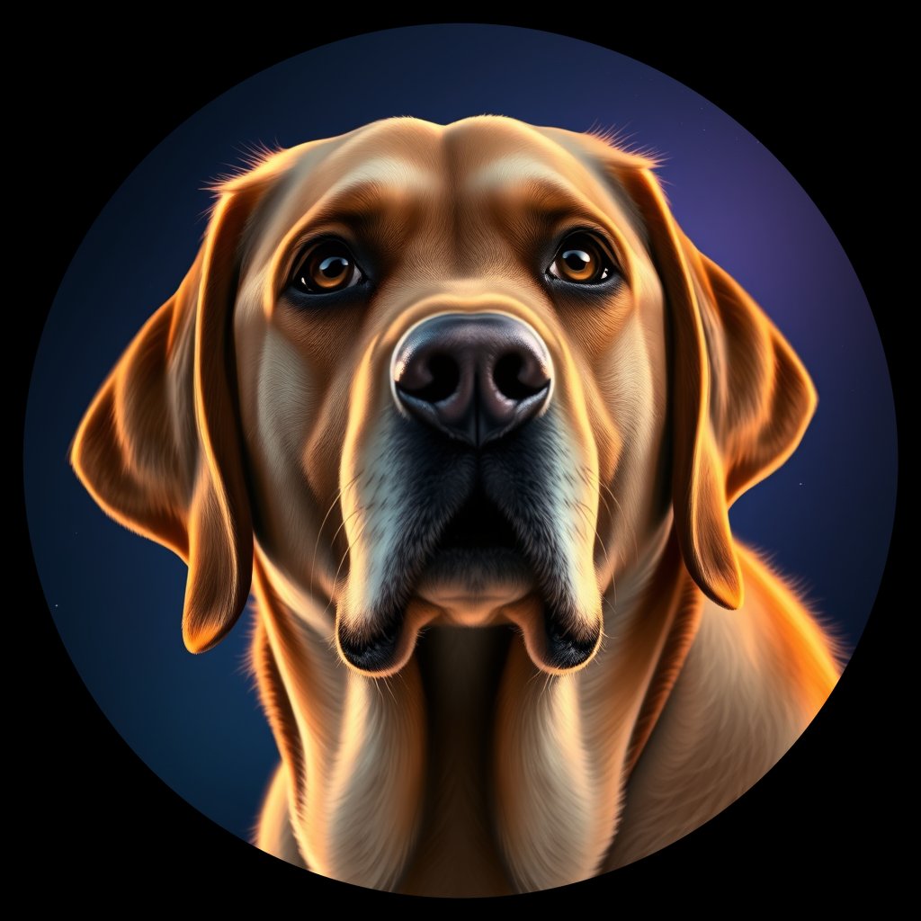 Cosmic medallion portrait of PFZ26H06_PFZ26H06, a Labrador Retriever