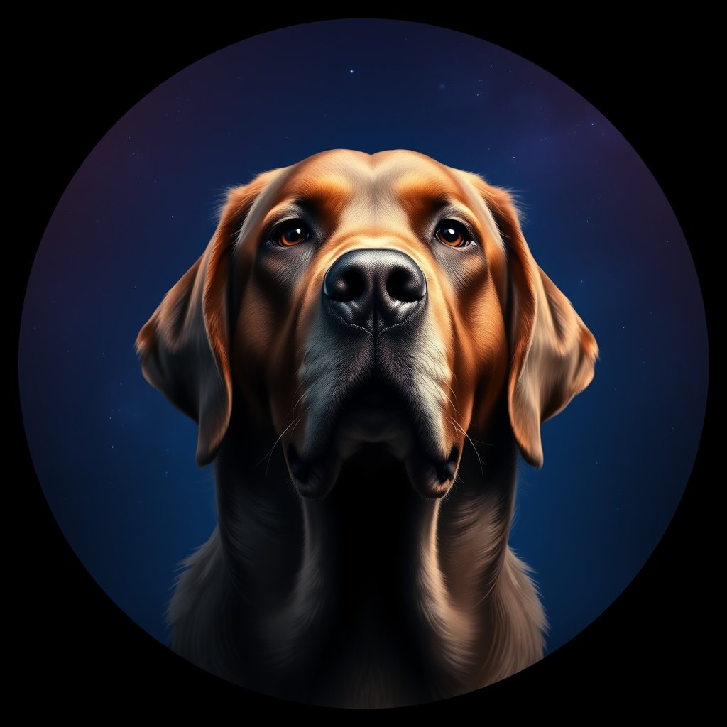 Cosmic medallion portrait of PFZ26H10_PFZ26H10, a Labrador Retriever