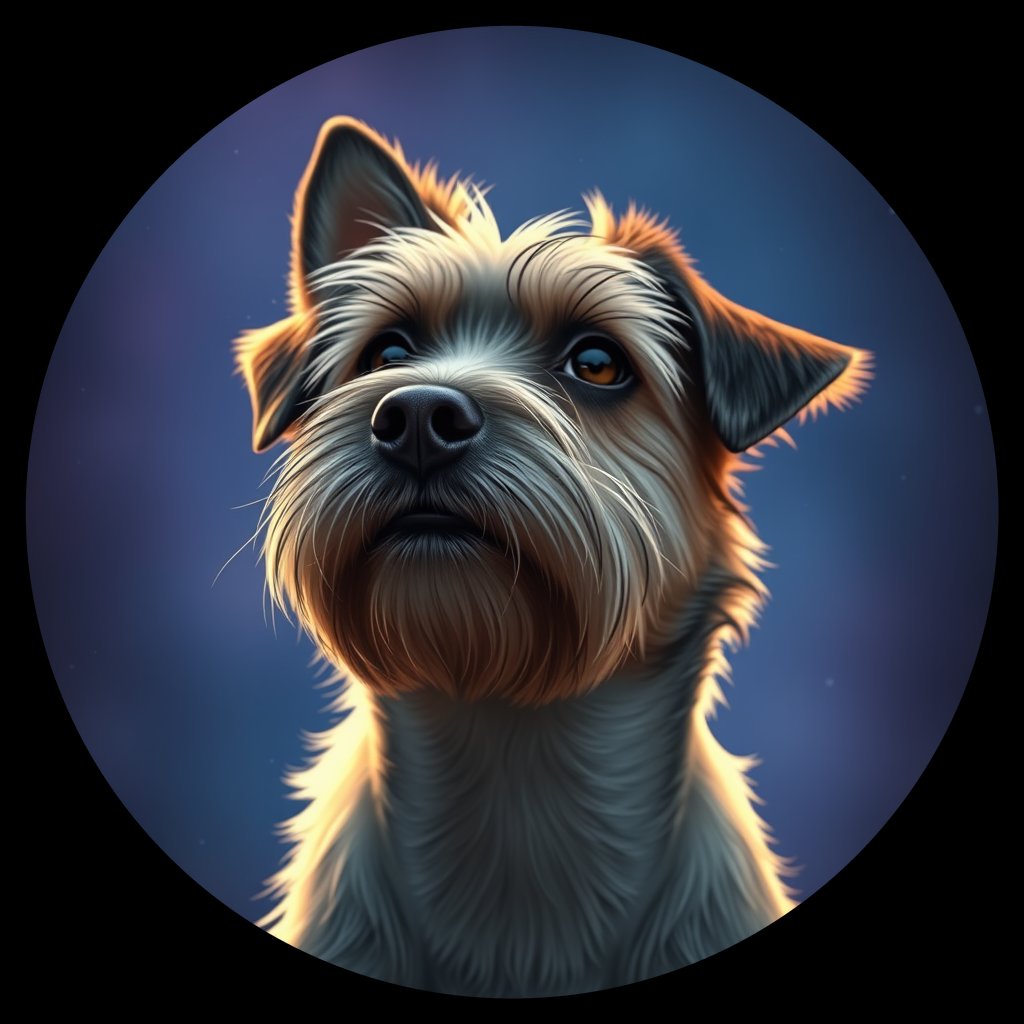 Cosmic medallion portrait of PFZ26H12_PFZ26H12, a Tibetan Terrier