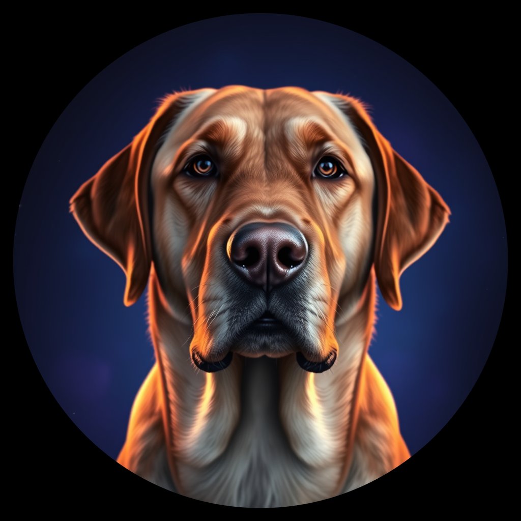 Cosmic medallion portrait of PFZ27A03_PFZ27A03, a Labrador Retriever