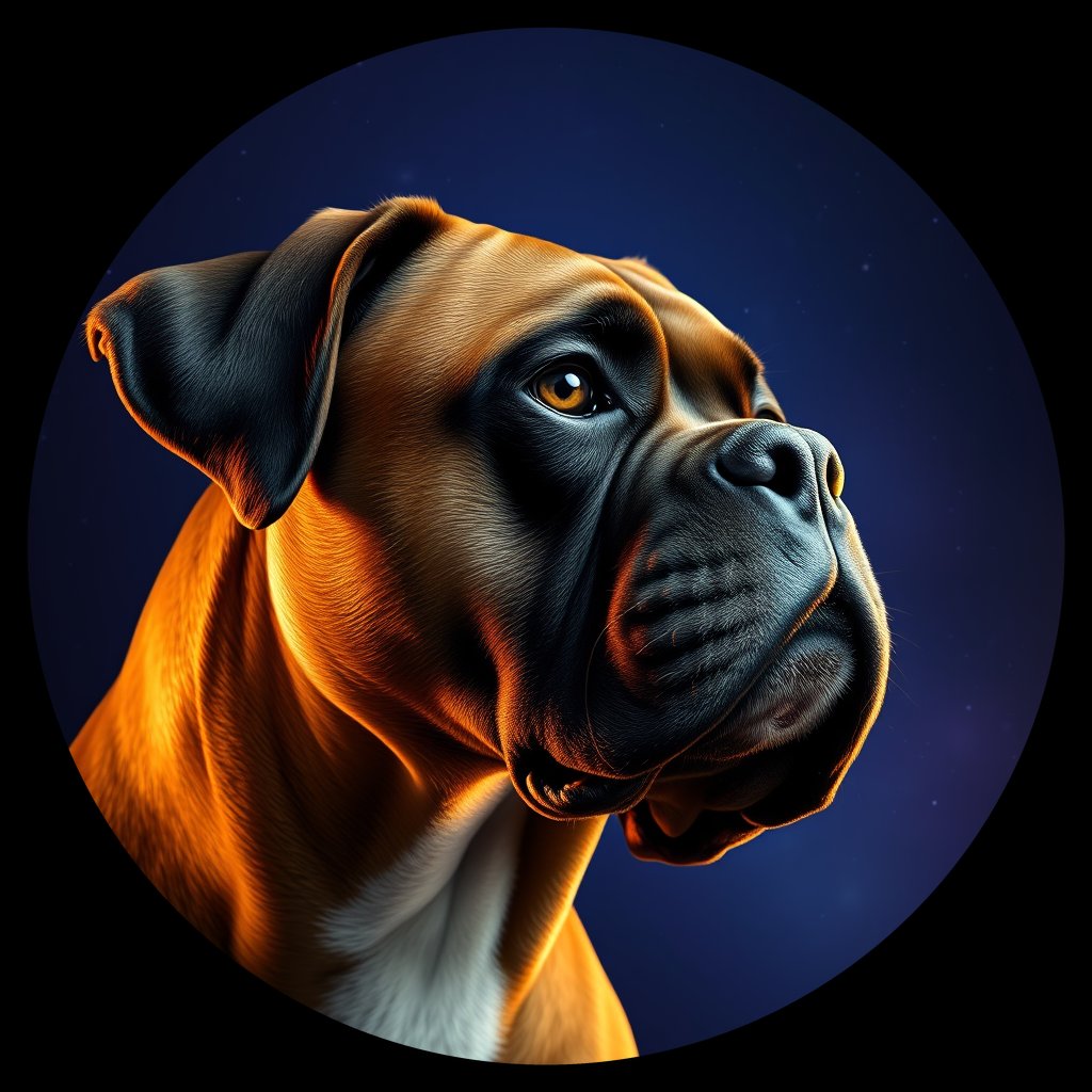 Cosmic medallion portrait of PFZ27A04_PFZ27A04, a Boxer