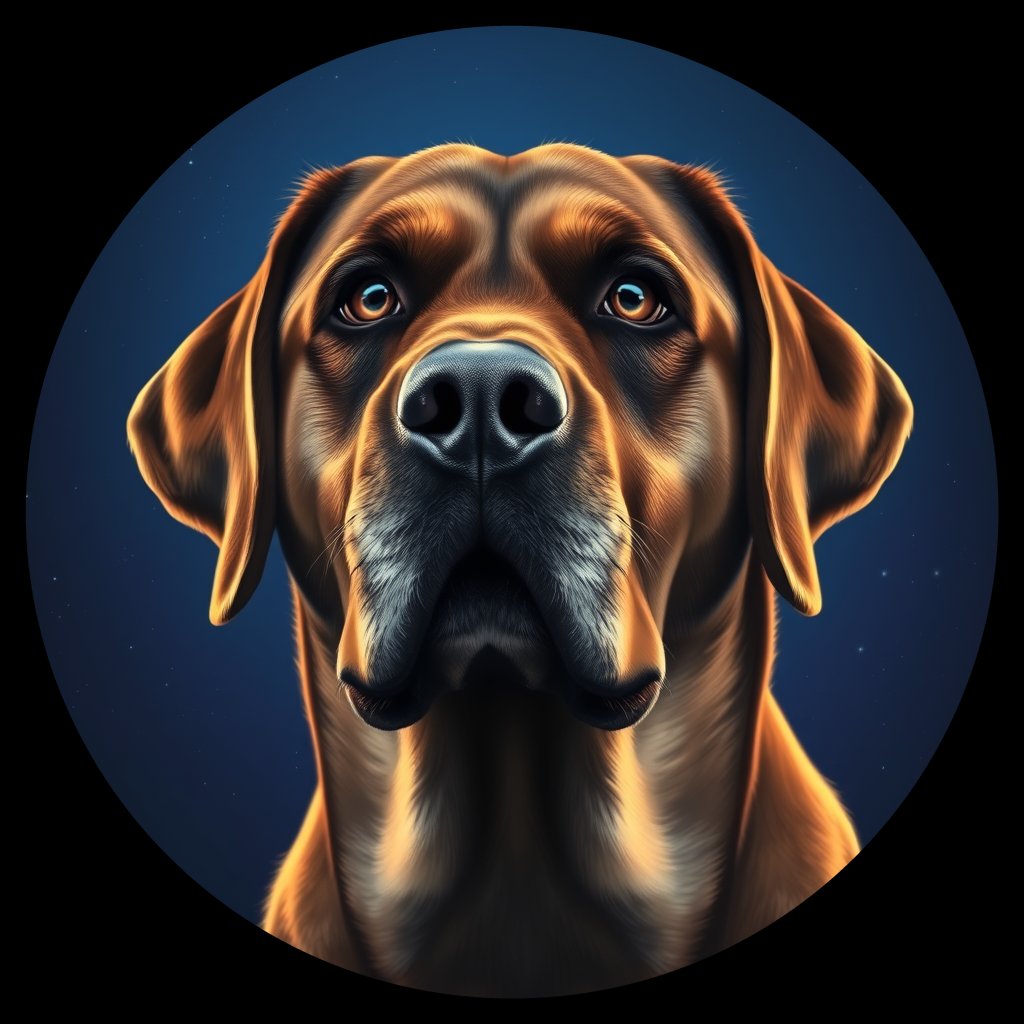 Cosmic medallion portrait of PFZ27A09_PFZ27A09, a Labrador Retriever