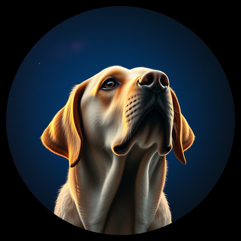 Cosmic medallion portrait of PFZ27A10_PFZ27A10, a Labrador Retriever