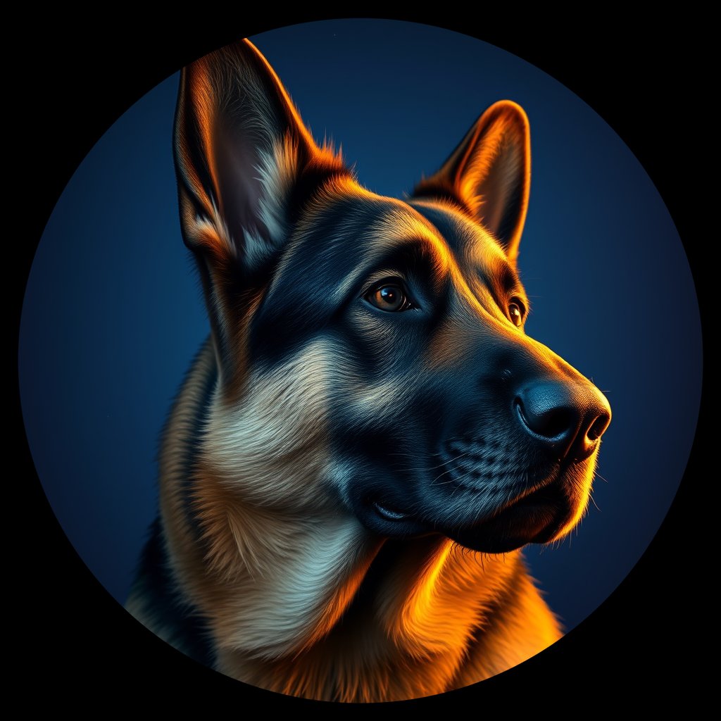 Cosmic medallion portrait of PFZ27B02_PFZ27B02, a German Shepherd