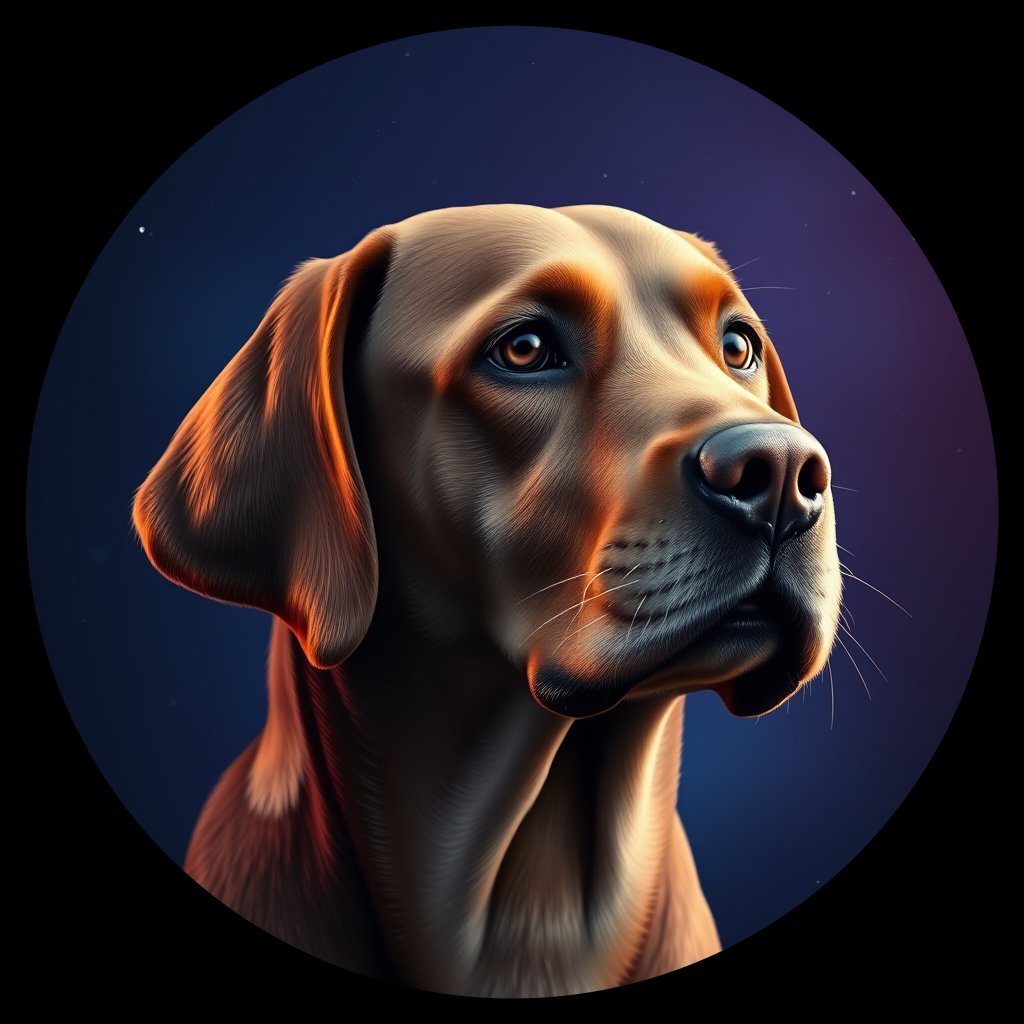 Cosmic medallion portrait of PFZ27B04_PFZ27B04, a Labrador Retriever