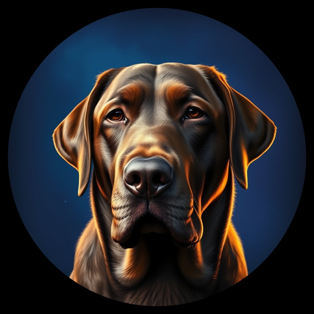 Cosmic medallion portrait of PFZ27B06_PFZ27B06, a Labrador Retriever