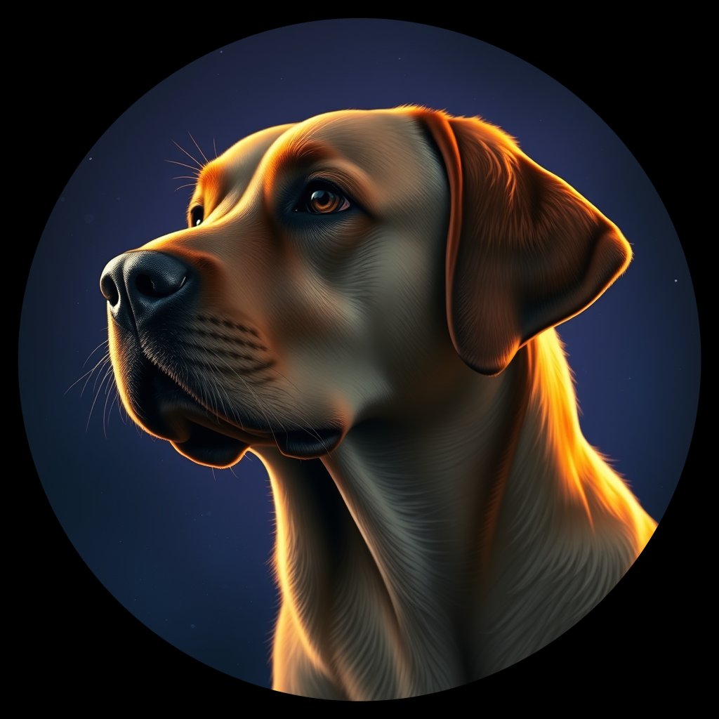 Cosmic medallion portrait of PFZ27B11_PFZ27B11, a Labrador Retriever