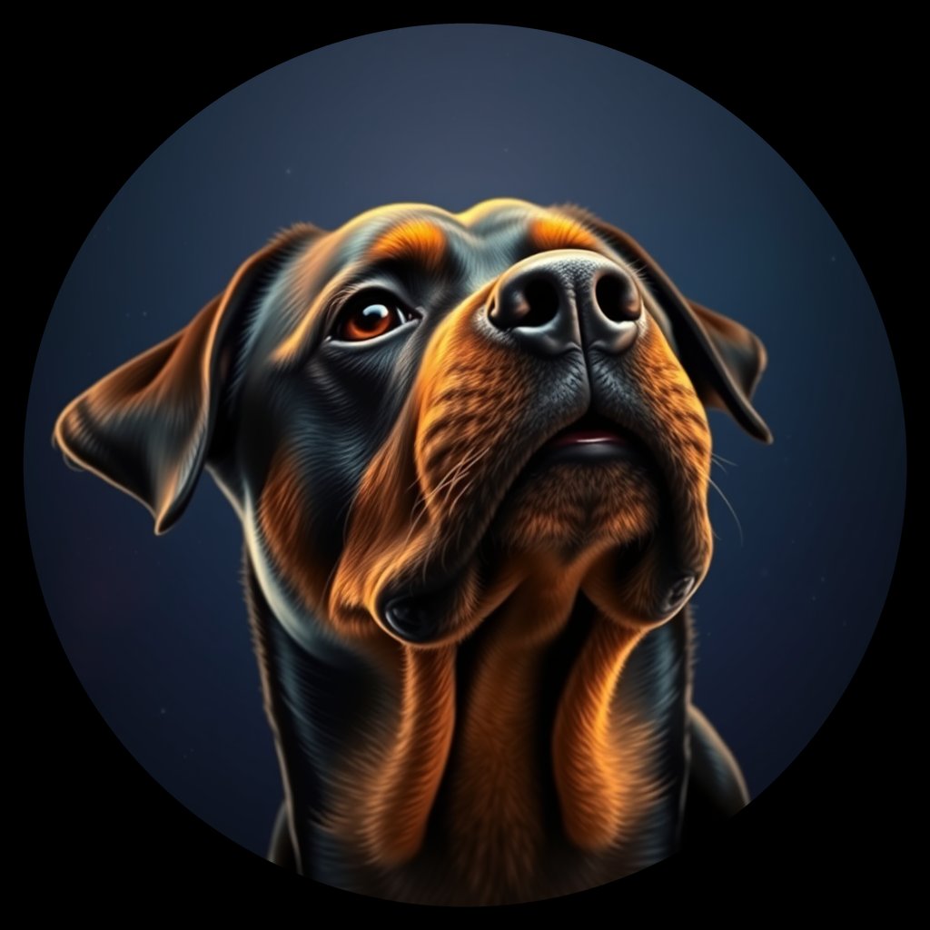 Cosmic medallion portrait of PFZ27C04_PFZ27C04, a Rottweiler