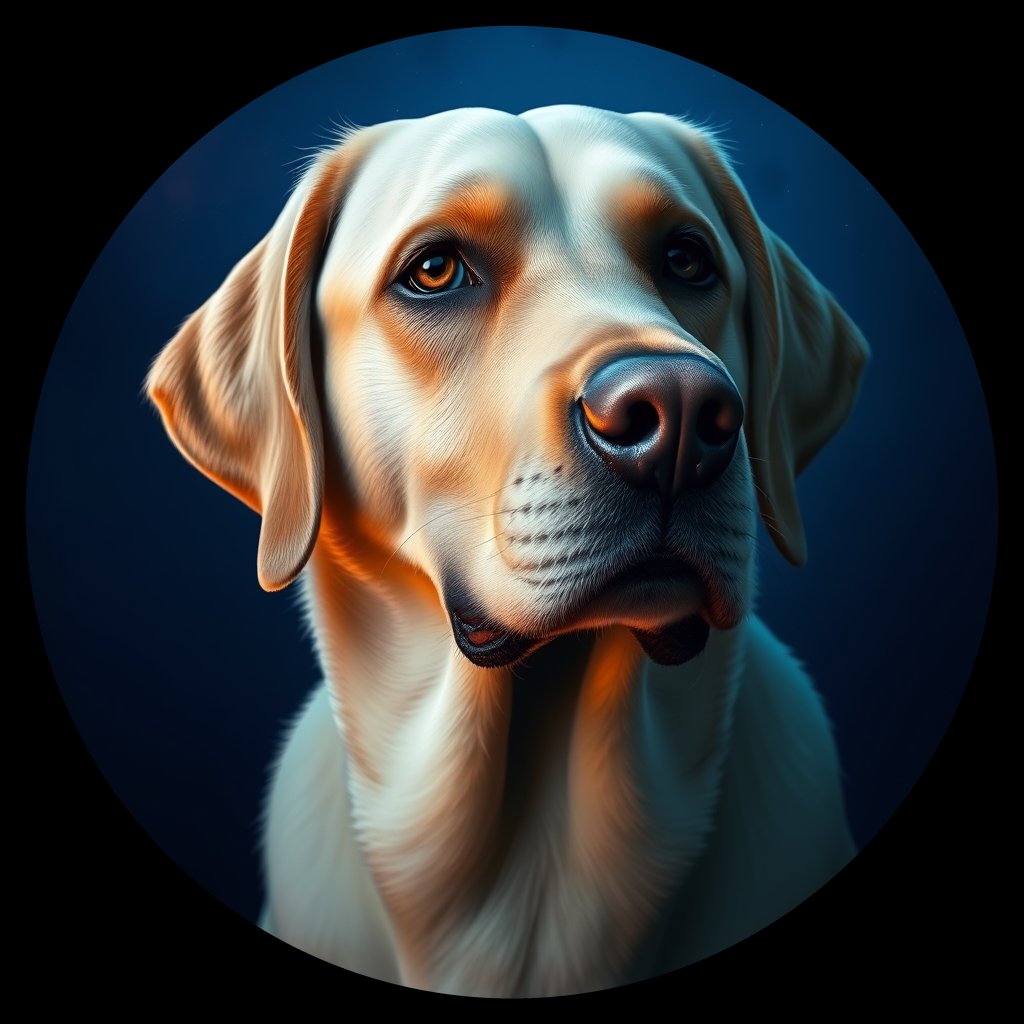 Cosmic medallion portrait of PFZ27C05_PFZ27C05, a Labrador Retriever
